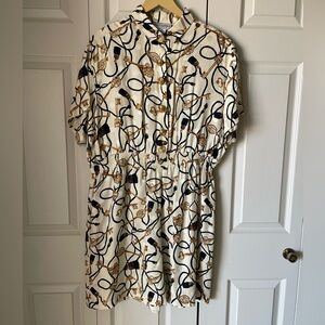 Bloomingdale’s | Vintage silk short romper. Tassel & Key Print. Classic. Medium